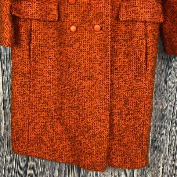 Vintage Woman’s Di Vinci By Roberto California Orange Knit Buttoned Down Coat - Picture 4 of 13